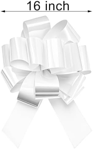 Giant Large White Pull Bow 16" Wide, Pack of 1 Car Bow for Packaging Gift Decorations, Christmas Decorations, Hanukkah, Birthdays, Weddings, Party, Bridal Showers Gift Decors 16 Inch White