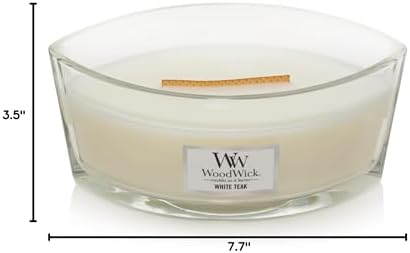 Yankee Candle WoodWick Ellipse Scented Candle White Teak 16oz | Up to 50 Hours Burn Time Christmas | Holiday