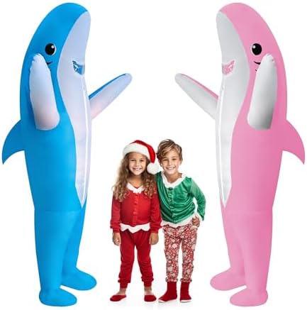 2 Packs Inflatable Shark Costume Blow-up Animal Costume for Adult/Easter/Halloween/Birthday/Gender Reveal Party