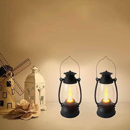 (12 Pcs-5.1in) Mini Lanterns for Vintage Western Christmas Decor, Lightweight Portable Small LED Lanterns Decorative Indoor & Outdoor Hanging Ornaments for Weddings Party Halloween Decorations