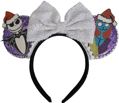 CLGIFT Mickey Ears Halloween Headband with Sequin, Halloween Minnie Ears