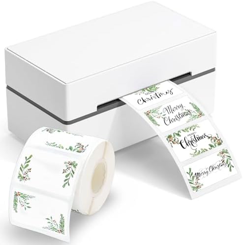 Whaline Christmas Direct Thermal Labels Xmas Holly Berry Coding Label Stickers Self-Adhesive Thermal Label Printer Decals for Xmas Party Business, 500Pcs