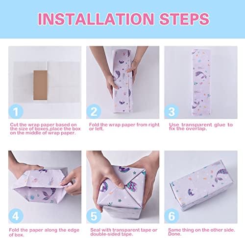 WERNNSAI Mermaid Wrapping Paper Sheets - 20'' x 27'' Gift Wrapping Paper 10 Sheets Packing Paper for Girls Birthday Christmas Baby Shower Party Supplies