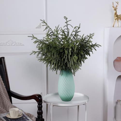 YXZZWL 8 Pcs Christmas Norfolk Pine Branches, 36 Inch Real Touch Artificial Norfolk Pine Branch Faux Cedar Pine Stem Fake Greenery Picks for Vase DIY Garland Wreath Home Garden Decoration