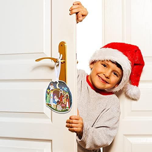 16 Sets Religious Crafts Nativity Stickers Make a Nativity Scene Sticker Ornament Christmas Tree Hanging Decorations Christian Craft Kits for Holy Night Religious Party Jesus