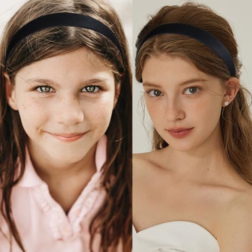 Black Headband 1.15 Inch Headbands for Women Fashion Plain Headband for Girls, Non Slip Head Band DIY Holiday Gifts Christmas Hair Accessories for Women Girls Teen