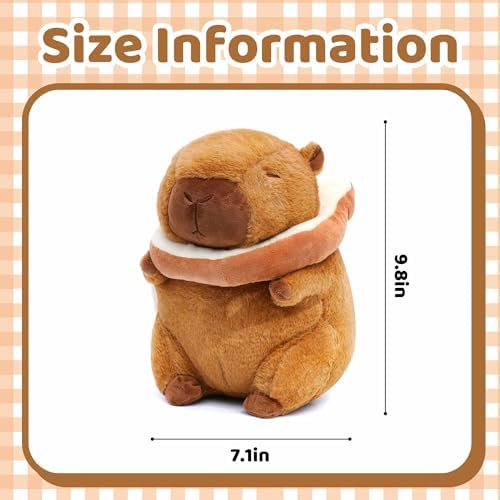 2 Pack Cute Capybara Plush with Turtle Backpack and Bread Plushies, 9.8In Soft Capybara Stuffed Animals Funny Plushie Toy for Kids, Christmas Birthday Gifts for Boys Girls