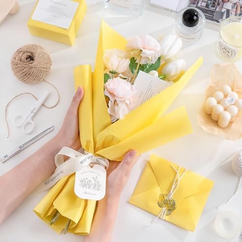 Yellow Wrapping Paper Kraft Arts Paper Roll - 17.5 inches by 49.2 Feet (15m) Gift Wrapping Paper for Christmas/New Year/DIY Crafts/Drawing Art PAP01GY