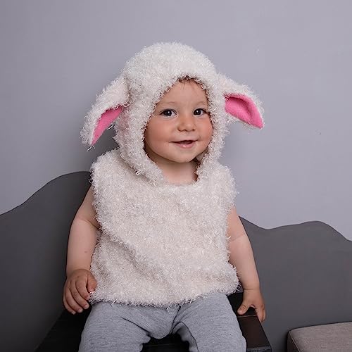 Toddler Baby Boy Girl Animal Costume Cute Sheep Costume Fleece Hooded Vest Halloween Christmas Cosplay Outfit