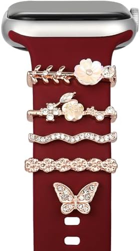 christmas watch charms with 12pcs Decorative ring Loops 3pcs watch stud,metal Diamond Sliding Strap Accessories Compatible with Apple watch Silicone bands iwatch Series Rhinstone ornament