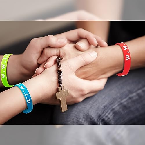 WWJD Rubber Bracelets Colorful What Would Jesus Do Silicone Wristbands for Men Women Party Favors Christian Jesus wwjd Inspirational Bracelet Motivational Bracelet Christmas Gifts Church
