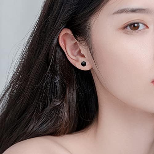 12 Pairs Black White Pearl Earrings Stud Sets