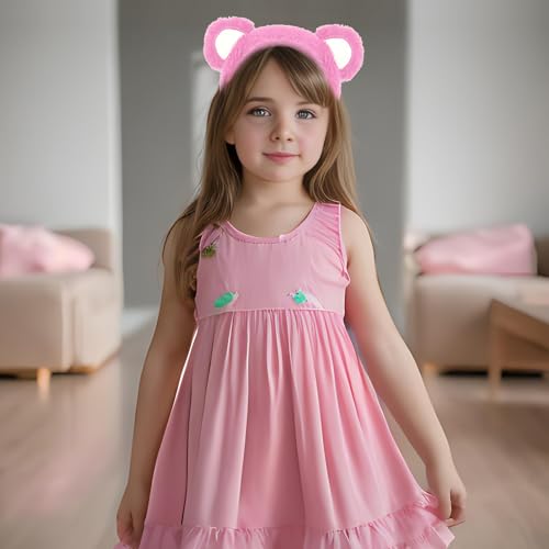 Wittocs Pink Bear Ears Headband Plush Bear Ear Headwears for Women Girls Makeup Headband Cute Fashion Fluffy Soft Face Washing Headbands New Year Christmas Valentines Day Hair Hoop