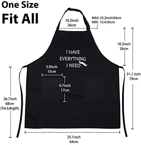 YIKA® I AM EVERYTHING® Apron Couples, Christmas Gifts for Couples: Waterproof Aprons for Women Men, with Adjustable Neck Strap with Extra Long Ties, 2 Pockets (Black)