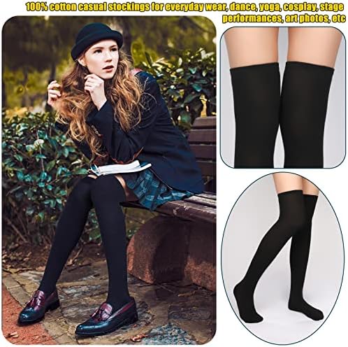 1 Pair Thigh High Socks, Cotton Soft Knee High Long Stockings Women Leg Warmers for Wednesday Christmas Cosplay