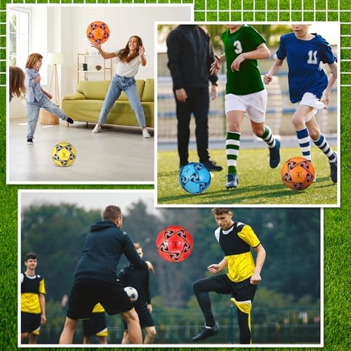 Deekin 6 Pcs Soccer Ball Bulk with Pump Official Size Indoor Outdoor Operation Christmas Sport Soccer Gift for Kids Teen Adult Practice Game