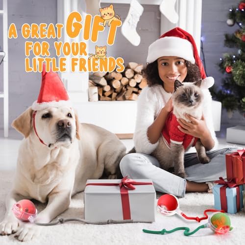 6 Pack Interactive Cat Ball Toy 360° Automatic New Interactive Rolling Ball Rechargeable for Christmas Indoor Cat Dog Gifts Exercise Electric Self Rolling Toy Large and Small Puppy Kitten