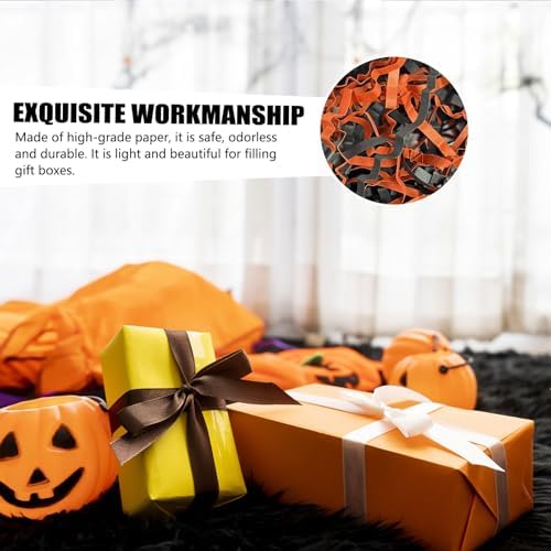 ZEBMOON 1 LB Black Orange Crinkle Cut Paper Shred Filler Great for Gift Wrapping, Halloween Basket Filling, Birthday, Wedding, Thanksgiving, Christmas Day, New Year Party Decorations Filling Supplies