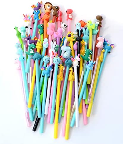 YYaaloa 70pcs Cute Novelty Gel Ink Pens Cartoon Animal 0.5 mm Black Ink Pens Bulk for Kids Office School Supplies Christmas Party Gifts
