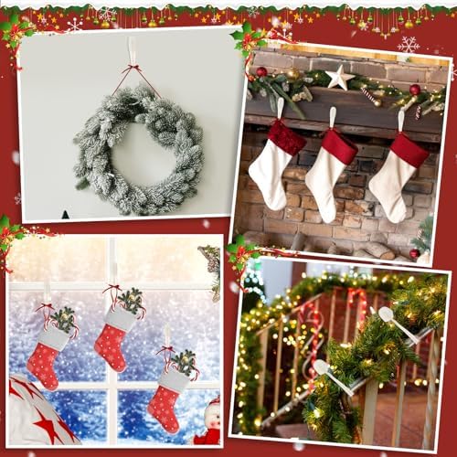 12 Pcs Christmas Garland Hanger for Mantle Cord Bundlers Cord Organizer for Appliances, Self Adhesive Kitchen Sticky Silicone Holder Organizer for Christmas Wreath Fireplace(Clear)