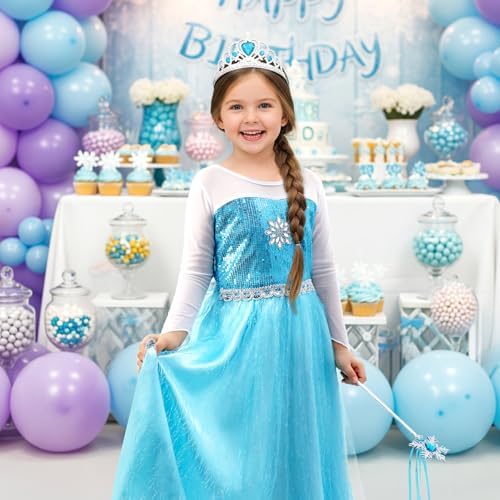 BOMLY Girls Princess Dress Up Costume Outfit with Accessories for Kids Halloween Christmas Birthday Party Cosplay