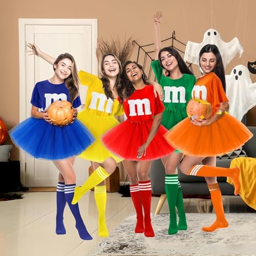 Letter M Halloween Costumes Tutu Skirts,Women Team Group T-Shirt,Candy Costume for Halloween Christmas