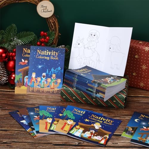 Cholemy Christmas Nativity Coloring Books Bulk Religious Christian Activity Bible Drawing Book for Christmas Party Church Bag Filler(48 Pcs)