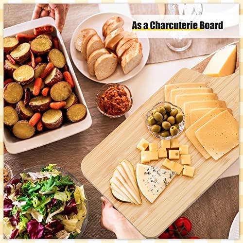 Zubebe 12 Pcs Bulk Wood Cutting Board with Handle Cutting Board for Laser Engraving, 11" x 5" Bamboo Serving Trays Charcuterie Trays for Customized Wedding Housewarming Mom Christmas Gift Party Favor