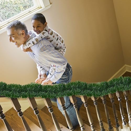 50FT Christmas Garland, 2 Pack Artificial Pine Garland Green - Soft Realistic Garland for Stair Railing, Fireplace Mantle, Front Door, Christmas Tree Decorations, Holiday Party Decor