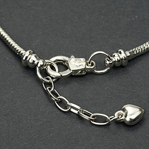 tiggell 5pcs Chain Bracelets Kit Silver Plated Snake Chain with Heart Lobster European Charm Bracelet for Christmas DIY Women Jewelry Findings Bracelet Making