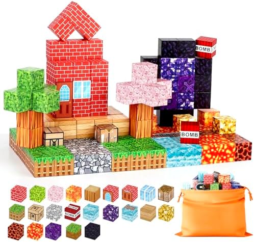 120PCS Magnetic Blocks - Building Toys for Boys Girls, 1'' Magnetic Cubes, STEM Sensory Toys, Christmas Birthday Gifts for Kids Ages 3 4 5 6 7 8 9