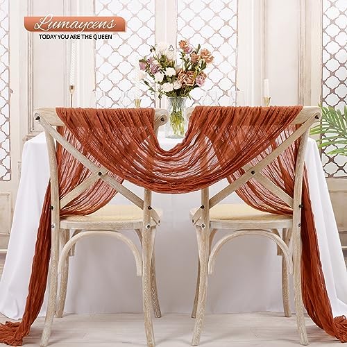 20 Pack Terracotta Cheesecloth Table Runner 120 Inch 10FT Rustic Boho Gauze Cheese Cloth Table Runner for Wedding Party Baby Shower Thanksgiving Christmas Decoration
