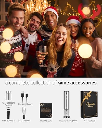 Electric Wine Opener Set - Premium Wine Gifts with Wine Opener, Foil Cutter, Wine Aerator, Vacuum Stopper, and Elegant Gift Box - Ideal Gift for Mother’s Day Father’s Day Birthday Anniversary