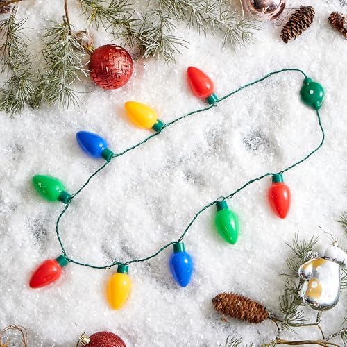 JOYIN 24 Packs Christmas LED Light Up Bulb Necklaces 9 Bulbs LED Necklaces Holiday Costume Accessories for Christmas Xmas Party Favor Party Supply