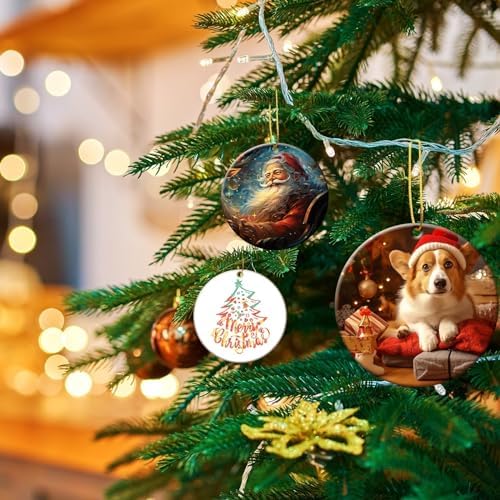 25 PCS Sublimation Ceramic Ornament Blank 3 inch Round Two-Sided Printed White Ceramic Decoration Handmade DIY Personalized Christmas Home Decoration Bulk