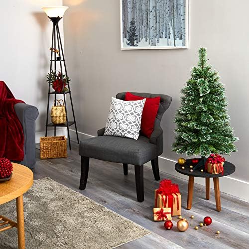 Nearly Natural 3ft. Wisconsin Slim Snow Tip Pine Artificial Christmas Tree with 50 Clear LED Lights