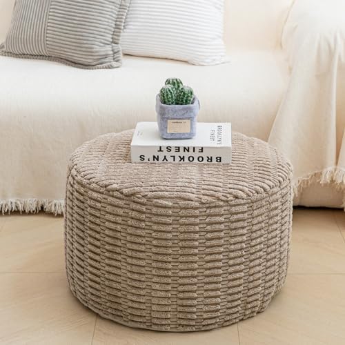 Asuprui Pouf Ottoman Stuffed Round Modern Foam Filled Ottoman Foot Rest Poufs for Living Room Chair Decorative Boho Foot Stool for Wedding Christmas Party