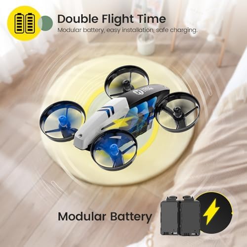 Holy Stone HS210T Drones for Kids, 2 IN1 MINI Indoor Drone with Land & Fly Mode, Four Posture Deformations RC Quadcopter with 3D Flip, Auto Hovering, Christmas Birthday Toy Gift for Boys and Girls