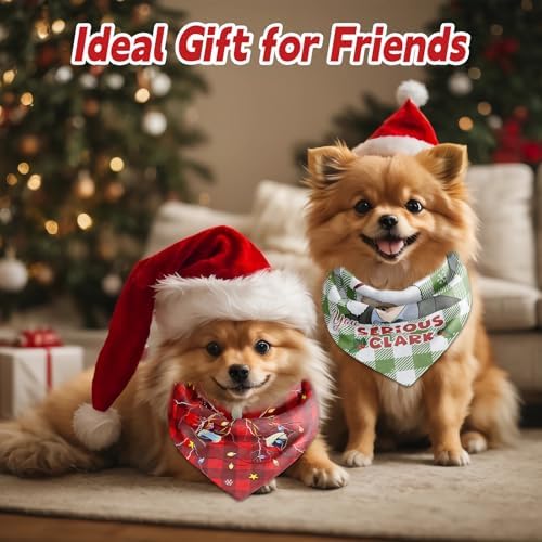 Christmas Vacation Decorations Gifts,2 Pcs Funny Christmas Vacation Movie Dog Bandanas,for Pet Christmas Party Costume Accessories Decoration