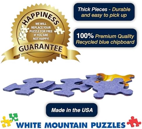 White Mountain Christmas Puppies Puzzle 1000 Piece Winter Holiday Jigsaw Puzzles for Adults Families and Grandparents