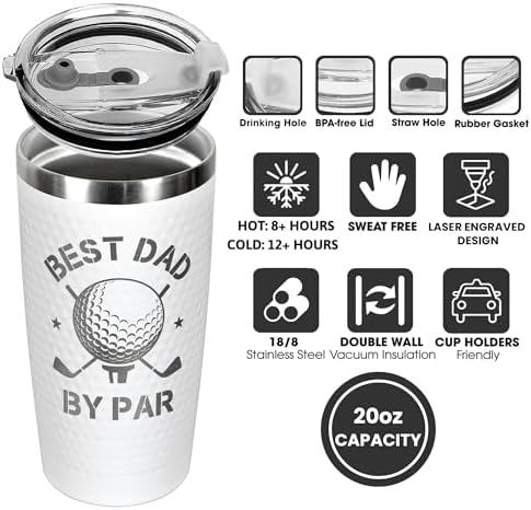 Gifts for Dad - Golf Gifts for Dads - Dads Christmas Gift from Daughter, Son, Kids - Golfing Gift for Men, Golfers - Ideas for Husband, New Papa, Father - 20 Oz Golf Dad by Par Tumbler