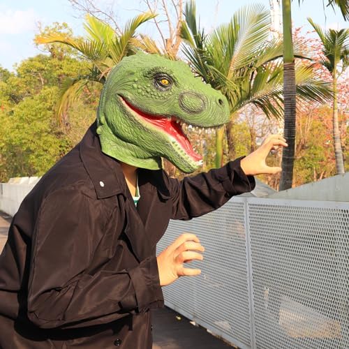 Dinosaur Mask Funny Mask for Adult Dino mask Realistic Latex Animal Head Halloween Cosplay Costume Props for Christmas Easter