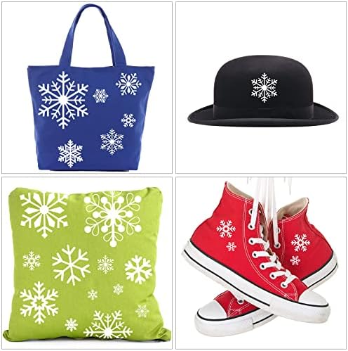 Whaline 4 Sheet Christmas Iron On Transfers Patches Snowflake Heat Transfer Iron Patches Winter Snowflake Heat Transfer Stickers for Clothing Fabric DIY Craft Christmas Winter Costume Decoration