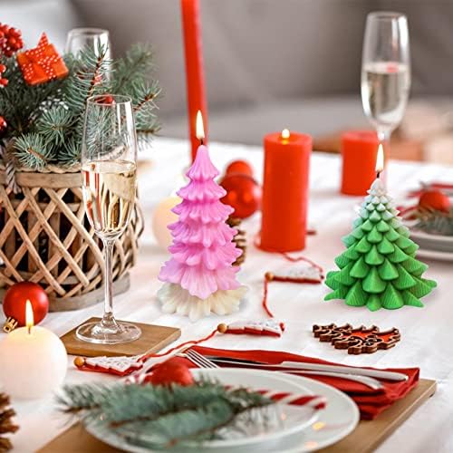 ZAKVOOR 2 Pcs 3D Christmas Tree Shape Resin Casting Silicone Mold for DIY Xmas Decoration Aromatherapy Candles Wax Plaster Polymer Clay