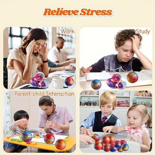 12Pcs Galaxy Slime Balls Kit, Kids Slime Party Favors - Stretchy, Non-Sticky, Mess-Free, Stress Relief for Girls Boys - Christmas Easter Birthday Goodie Bag Stuffer Classroom Prizes