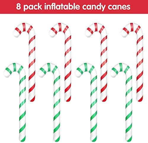 ASTARON 8 Pack 35" Inflatable Christmas Candy Canes for Christmas Decorations, Jumbo Candy Canes for Outdoor Holiday Decorations, Christmas Party Decorations Supplies