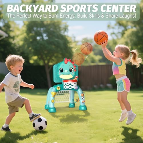 Zerhunt Toddler Sports Activity Toys: Motor Skills Development Energy Release by Mini Basketball & Soccer with Music & Light for Indoor Outdoor - Idea Christmas Birthday Gift for Boys Girls Age 1-3