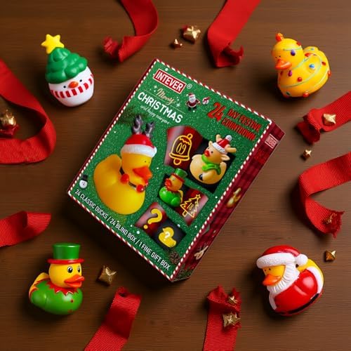 2025 Advent Calendar Christmas Ducks – 24 Days of Surprise Rubber Duck Gifts | Fun Holiday Countdown Toy Set for Christmas Party Favors, Stocking Stuffers & Decorations for Toddlers, Boys & Girls