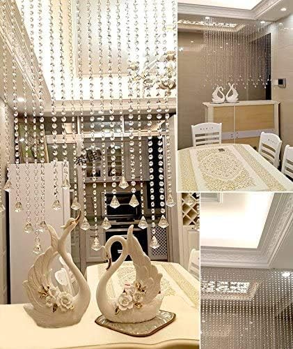 33 Ft Crystal Acrylic Gems Bead Garland Strands Hanging Octagon Prism Bead Chain Garlands for Wedding Home DIY Craft Jewelry Party Christmas Tree Decoration (with Diamond Pendant)