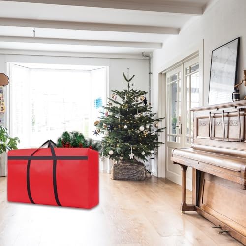 Small Christmas Tree Storage Bag 4Ft/5Ft Heavy Duty Reusable 600D Oxford Fabric Xmas Tree Bag/Container/Holder for Short Artificial Christmas Tree(39" X 12" X 24") Red